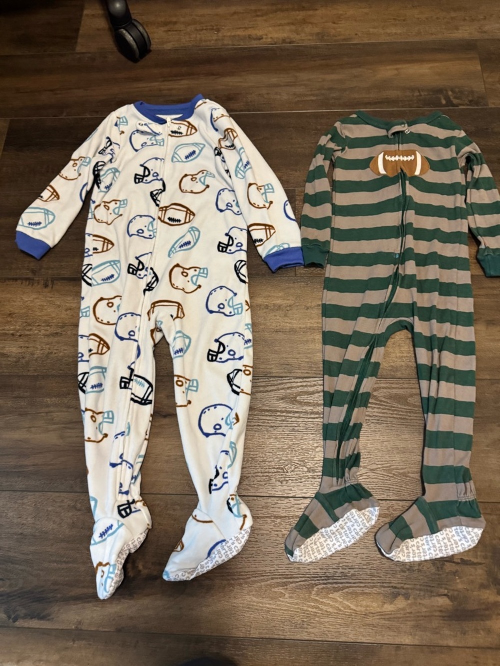 Carter’s 3t zip up footed football pajamas fleece and cotton